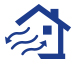 Air and home icon representing the air quality services of residential HVAC company Steve Chapman's All American Air servicing Jacksonville, FL