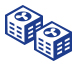 AC unit icons portraying commercial AC services of indoor air quality service by Steve Chapman's All American Air servicing Jacksonville, FL